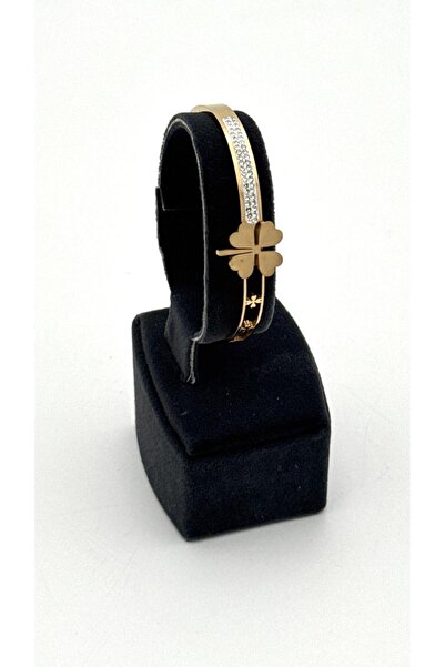 ELİOSA سوار بمشبك من الفولاذ المقاوم للصدأ مزين بحجر البرسيم الذهبي