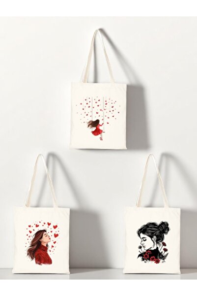 lili hediyelik Γυναικεία και φλοράλ εμπριμέ υφασμάτινη τσάντα 3 τεμαχίων τσάν...