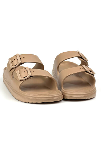 KAJILA Unisex Vizon Çift Tokalı Kaymaz Taban Ayarlanabilir Hafif Günlük Plaj Terlik