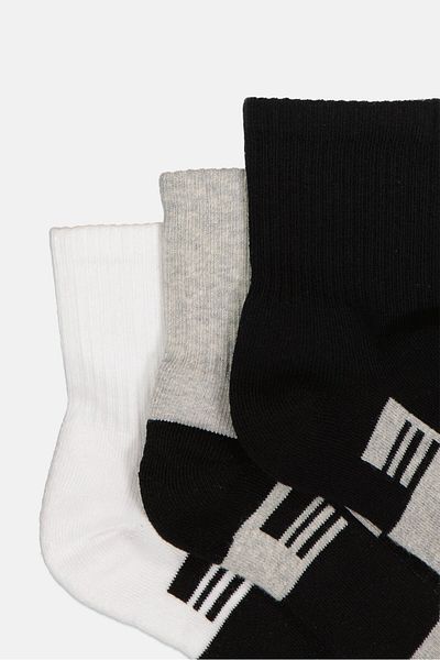 RBX Men 3 Pairs Solid Quarter Socks, Multicolor