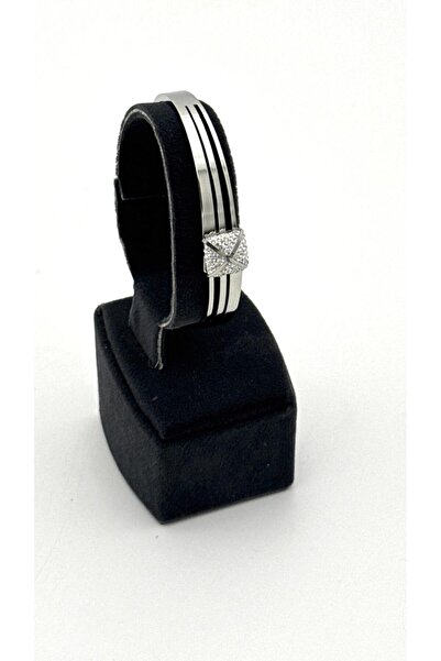 ELİOSA سوار بمشبك من الفولاذ المقاوم للصدأ بتفاصيل حجرية فضية اللون