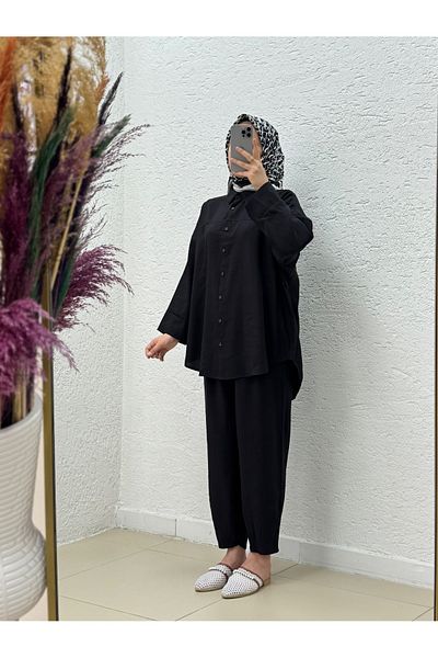 MİHRA STORE Orelella Trouser Suit with Cuffs-As479 Black