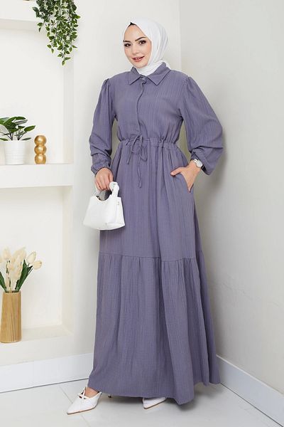 MSK Fashion Φόρεμα με γιακά πουκάμισο Lara με μισό κουμπί