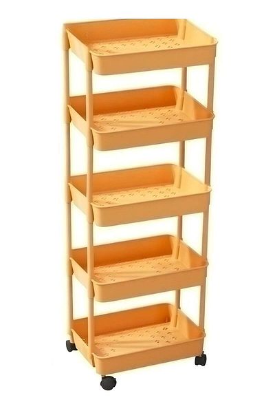 huitich 5 Tier Plastic Storage Trolley Compact Yellow 39cm x 20cm x 103cm