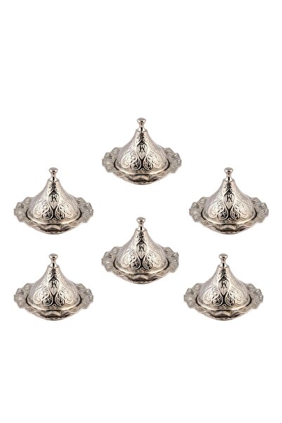 Saray Ottoman handicraft Kubbeli 6'lı Mini Lokumluk Beyaz