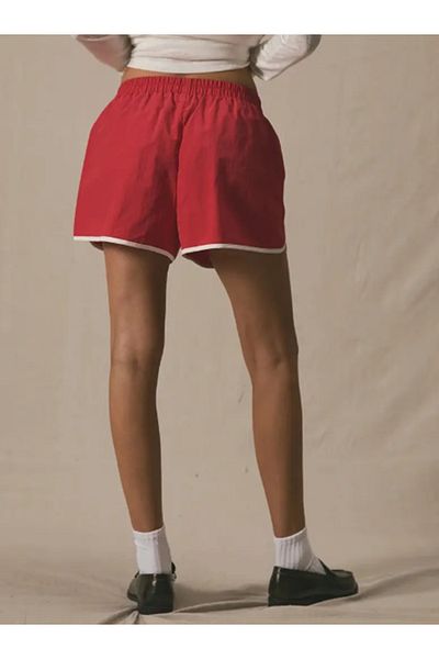 LUSEL White Lace-Up Sea Shorts with Pockets and White Stripes on the Sides and Casual Cycling Sports Shorts