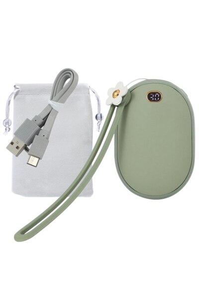 İdeas4comfort Baterie externă Ideas4Comfort pentru încălzirea mâinilor, 10000mAh, încărcare USB, două niveluri de încălzire 45°C și 55°C, verde