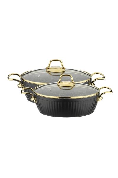 Lines Maya Oblate Pot Set 22-24 cm - Black
