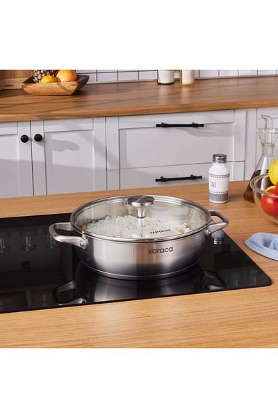 Karaca Elite Edelstahl-Kasserolle Flach 26 cm 3,4 L