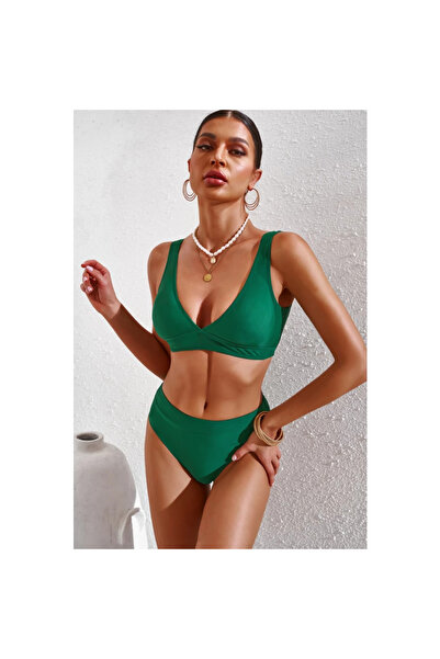 Lingerie Eross costum baie Plain Ribbed S Green