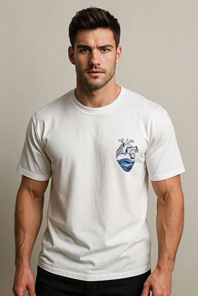 Gollinger Tricou BĂRBAȚI cu imprimeu cu gât rotund - ALB