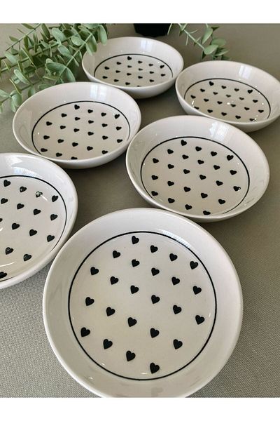 VENÜS HOME DECORATION Love Black Heart 6-Piece Bowl