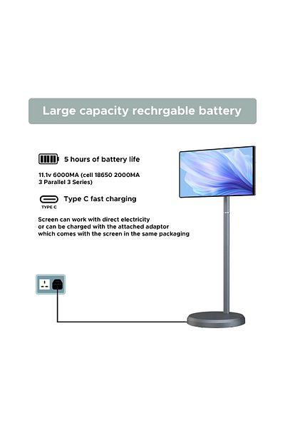 RAFEED 21.5 " Smart Android TV, Touch, 1080p IPS Display, 64GB Storage, 4GB RAM, Built-in Speakers