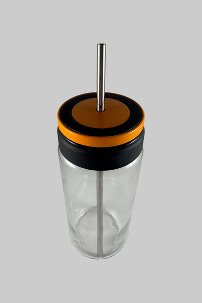 SİHİRLİ AYAKLAR Colored Vacuum Lid Metal Straw Glass Jar Cup 0.5ml