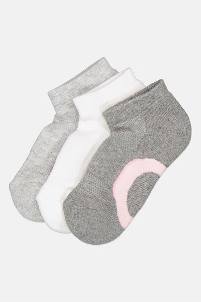 RBX Toddlers Girl 3 Pairs Brand Logo Ankle Socks, Multicolor