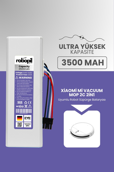 Xiaomi Mi Vacuum Mop 2c 2in1 Uyumlu Batarya (ULTRA YÜKSEK KAPASİTE) 3500mah Robot Süpürge Bataryası