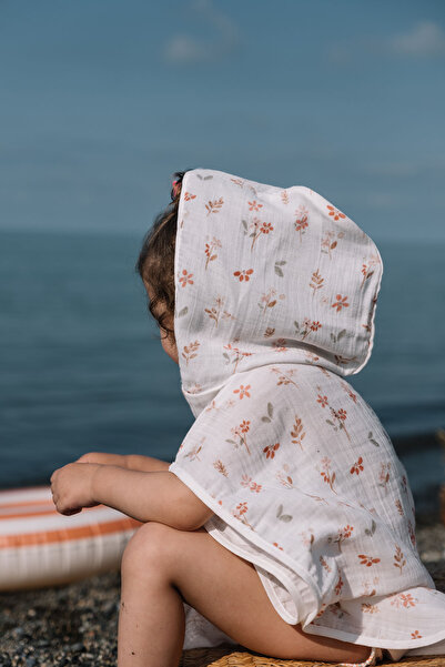 Tuğba Kuğu Muslin Poncho - Pureline Series - Warm Flowers