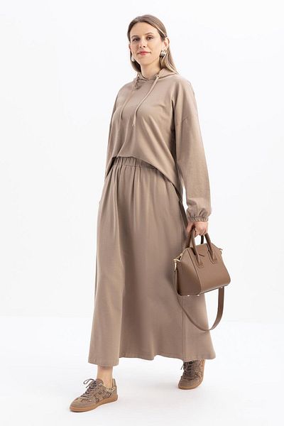 ALLDAY Mink-Hooded Lycra Skirt Suit