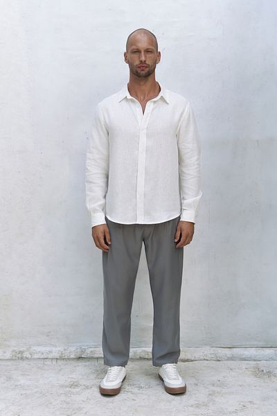 BOHEMAİ Ανδρικό πουκάμισο Bice Ecru Oversize