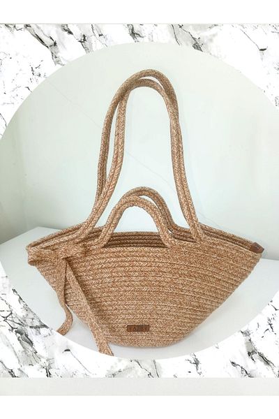 AZR HOME DESİGN Natural Jute Rope Handmade Straw Hand Bag Arm Bag Shoulder Bag