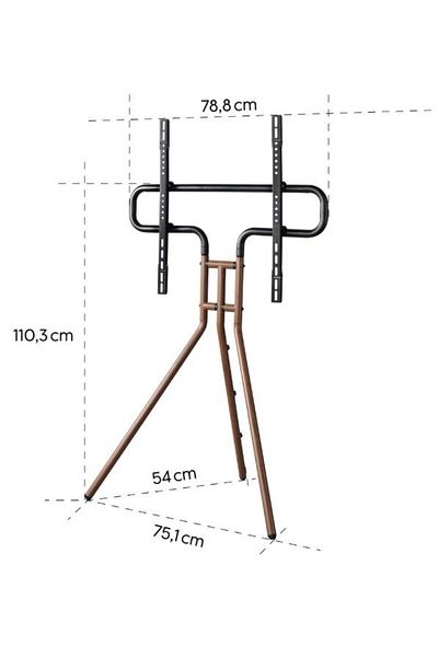 Hama Hama Easel Design TV Stand 118092, Adjustable Height, 37"-75" (94cm-191cm), 40 Kg (Black/Brown)
