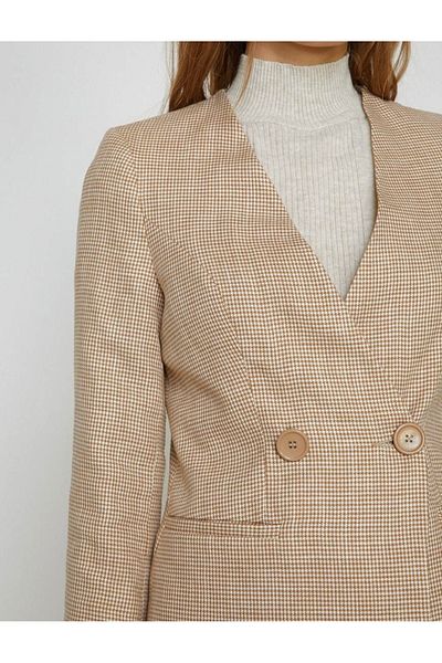 Petek Collection Koton Button Detail Coffee Lining Jacket (Size in Description)