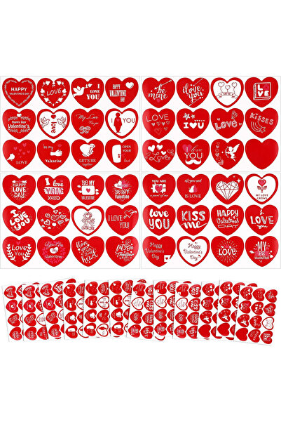 Qpout Set de 144 de stickere Qpout în formă de inimă, hârtie, roșu, 19 x 13 cm