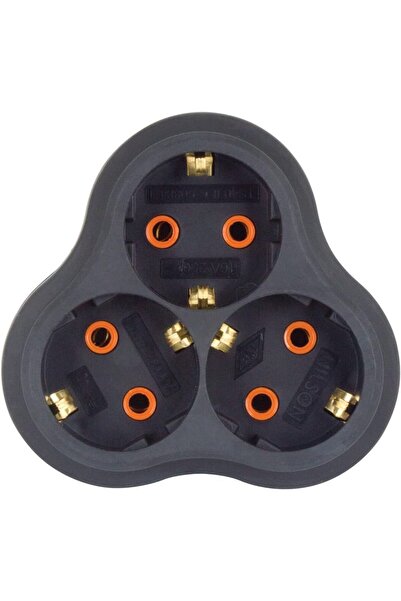 Huzur Elektrik Plug 3-Input Grounded Socket (Golyat Type) Black