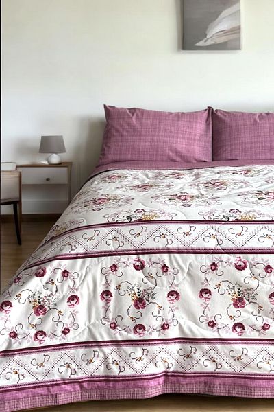 Alla Turca Single Summer Sleeping Set |   Flat Sheet |   Cross Stitch Dusty Rose