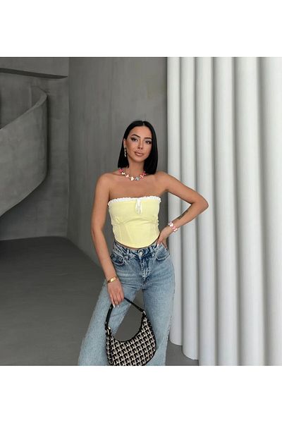 ALLEYTA Lizaa Vintage Dantela și Corset Detaliu Crop