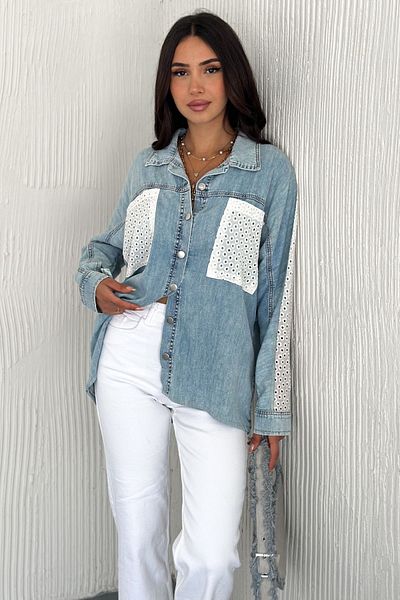 FEMELLE Cămașă Fisto din denim albastru pentru femei