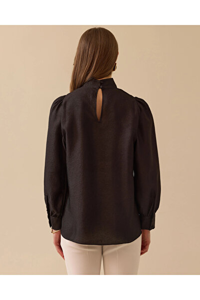 SEÇİL Stylish Blouse with Stand Collar Window Detail