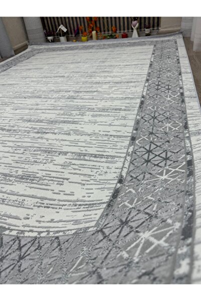Nehir Modern Gri Geometrik Desenli Halı - 200x290 cm