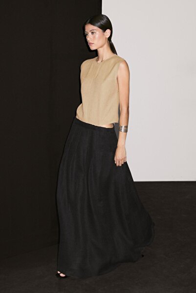 Massimo Dutti Long combined dress with side slits