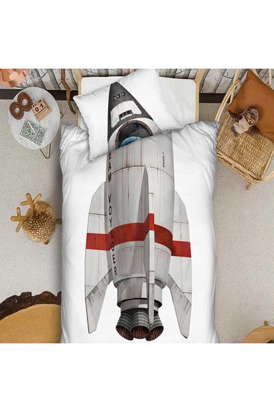 Okya Home Tesla Rocket Organic Kids Bedding Set – 3 Pieces