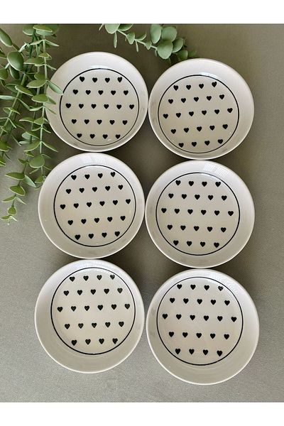 VENÜS HOME DECORATION Love Black Heart 6-Piece Bowl