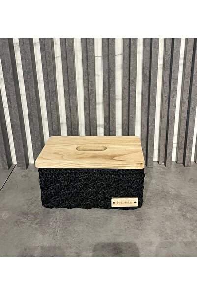 Tutku Dekoratif Örgü Kaplamalı Ahşap Kapaklı Kutu S