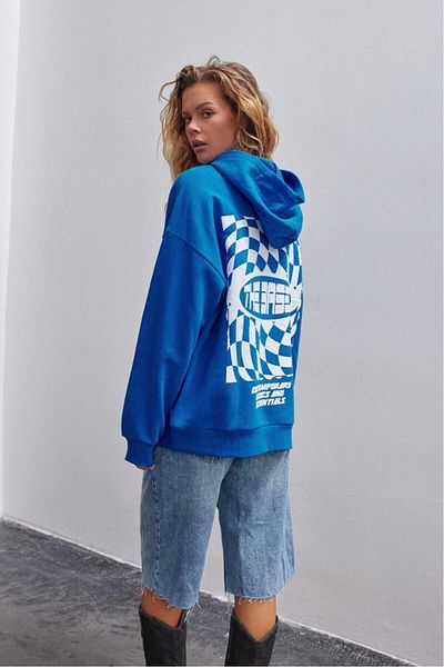 bases. Printed Oversize Hooded Fleece Sweatshirt
