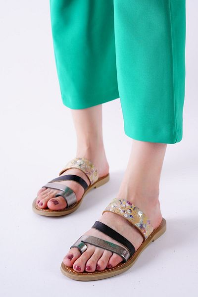 Zerenyus Minne Premium Black Striped Slippers
