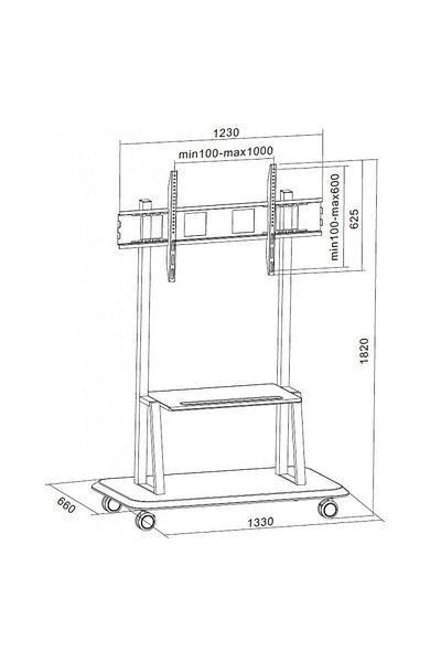 Techly Techly ICA-TR31 TV stand, mobile, multifunctional, rectangular base with wheels 55 - 120 inches