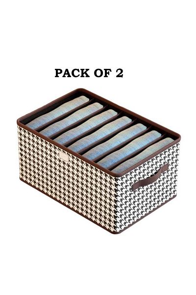 huitich Pack Of 2 Foldable Clothes Organizer Storage Box with Steel Handle