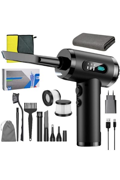 İdeas4comfort Portable Vacuum Cleaner with Air Blower Set, GABOS™, USB Rechargeable, 6000mAh, LED Display, 3 Speeds vi