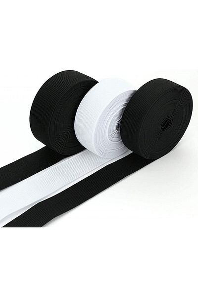Karll Set de 20 benzi elastice, alb/negru, poliester/latex, 5 m x 20 mm