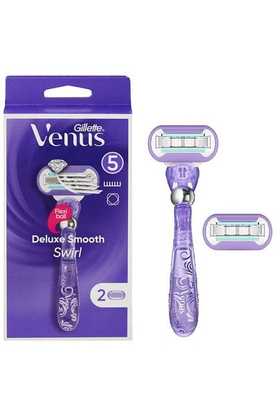Gillette Venus Deluxe Smooth Swirl Razor 5 Blades + 2 Refills