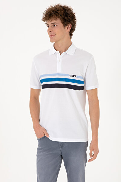 U.S. Polo Assn. تي شيرت أبيض بياقة بولو للرجال ذو قصة عادية 50306811-VR013