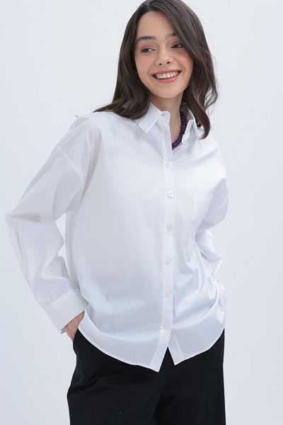 ALLDAY White-Pocket Lycra Poplin Shirt