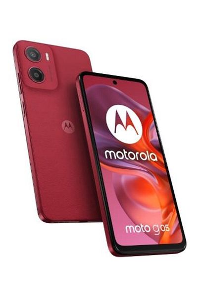 Motorola Moto G05 Smartphone, 6.67" IPS Display, Helio G81, 4GB RAM, 128GB, Dual SIM, Red