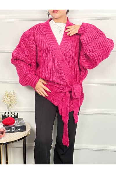 RACE FASHİON Women's Tie Detailed Knitwear Cardigan Rc8204