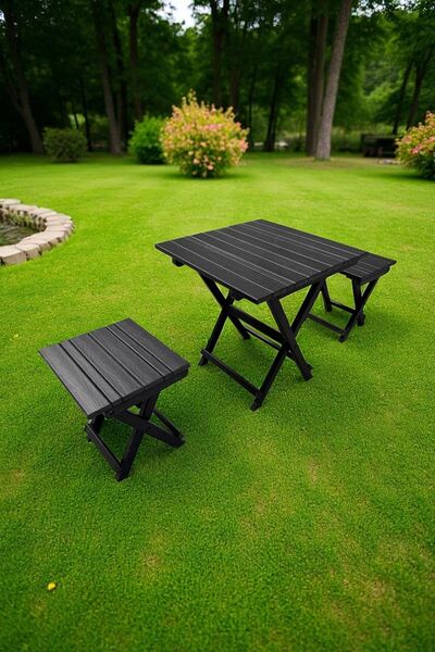 Garpim Katlanır Tabure Ve Katlanır Masa Piknik Seti 2 Adet Katlanır Tabure 1 ...