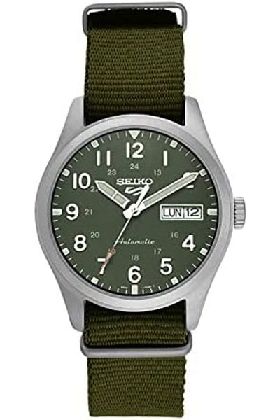 Seiko Men Analogous Automatic Watch With Nylon Strap SRPG33K1, Olive Green, 39 mm